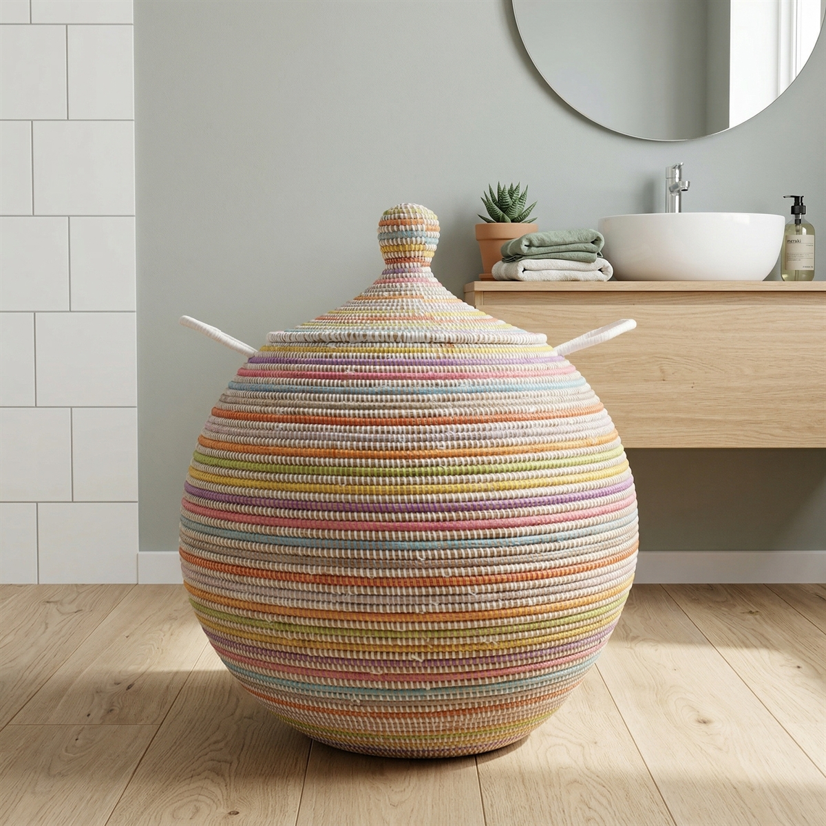 Alibaba vasketøjskurv - Megastor, MULTICOLOR striber