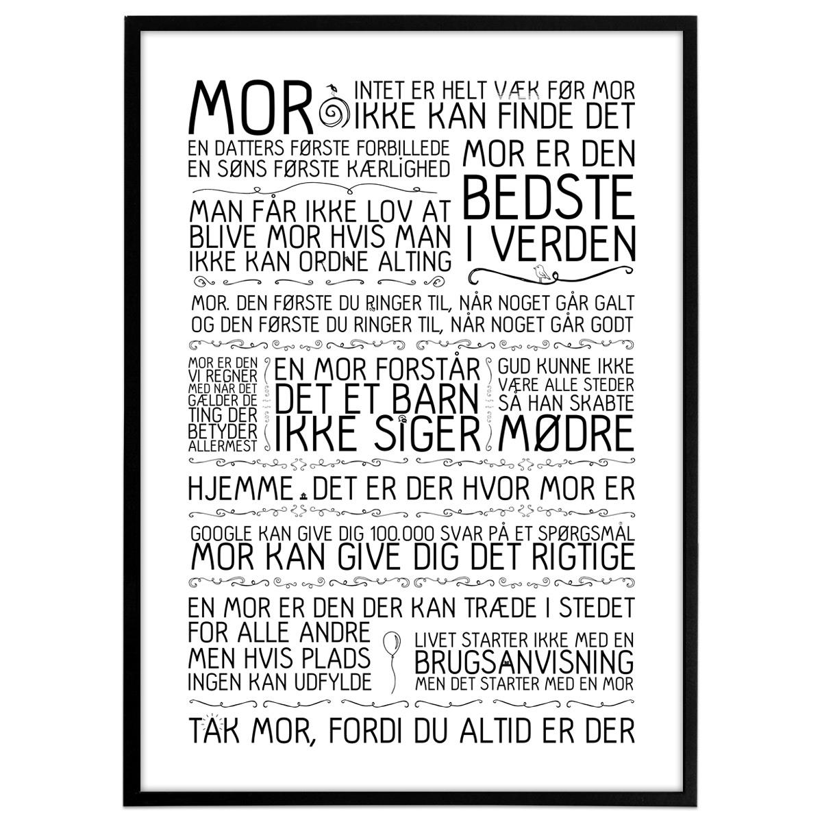 Plakat - Mor er den bedste i verden - sort/hvid