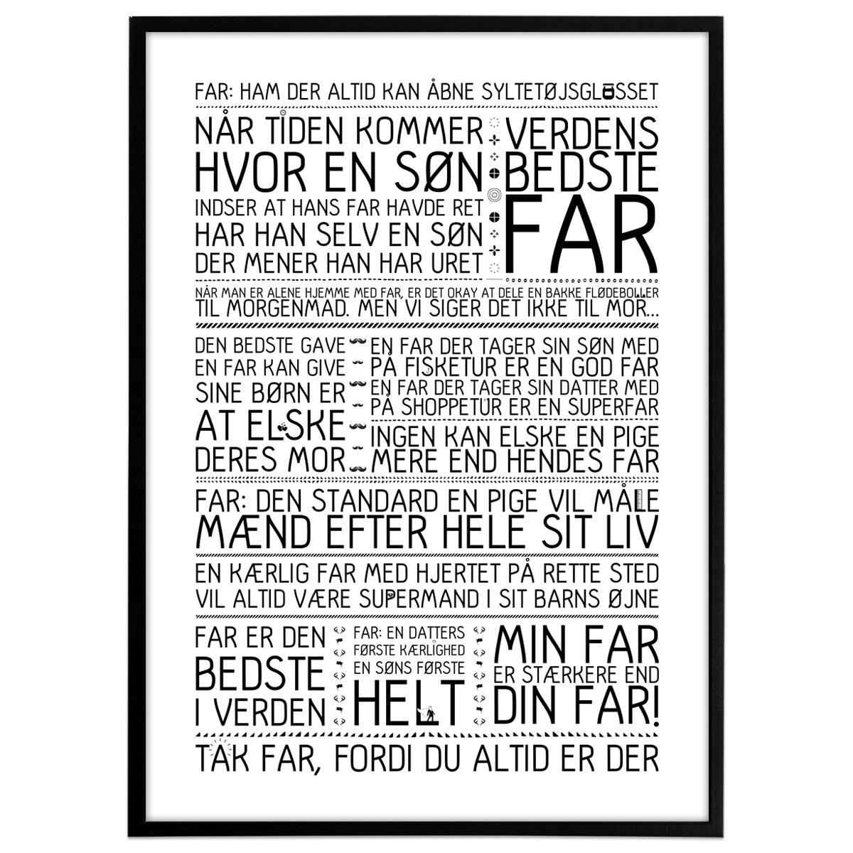 Plakat - Far er den bedste i verden - Sort/hvid