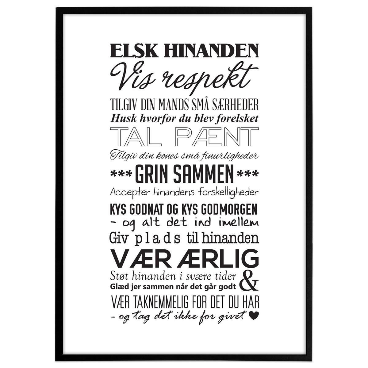 Plakat Vores kærlighed - Sort/Hvid