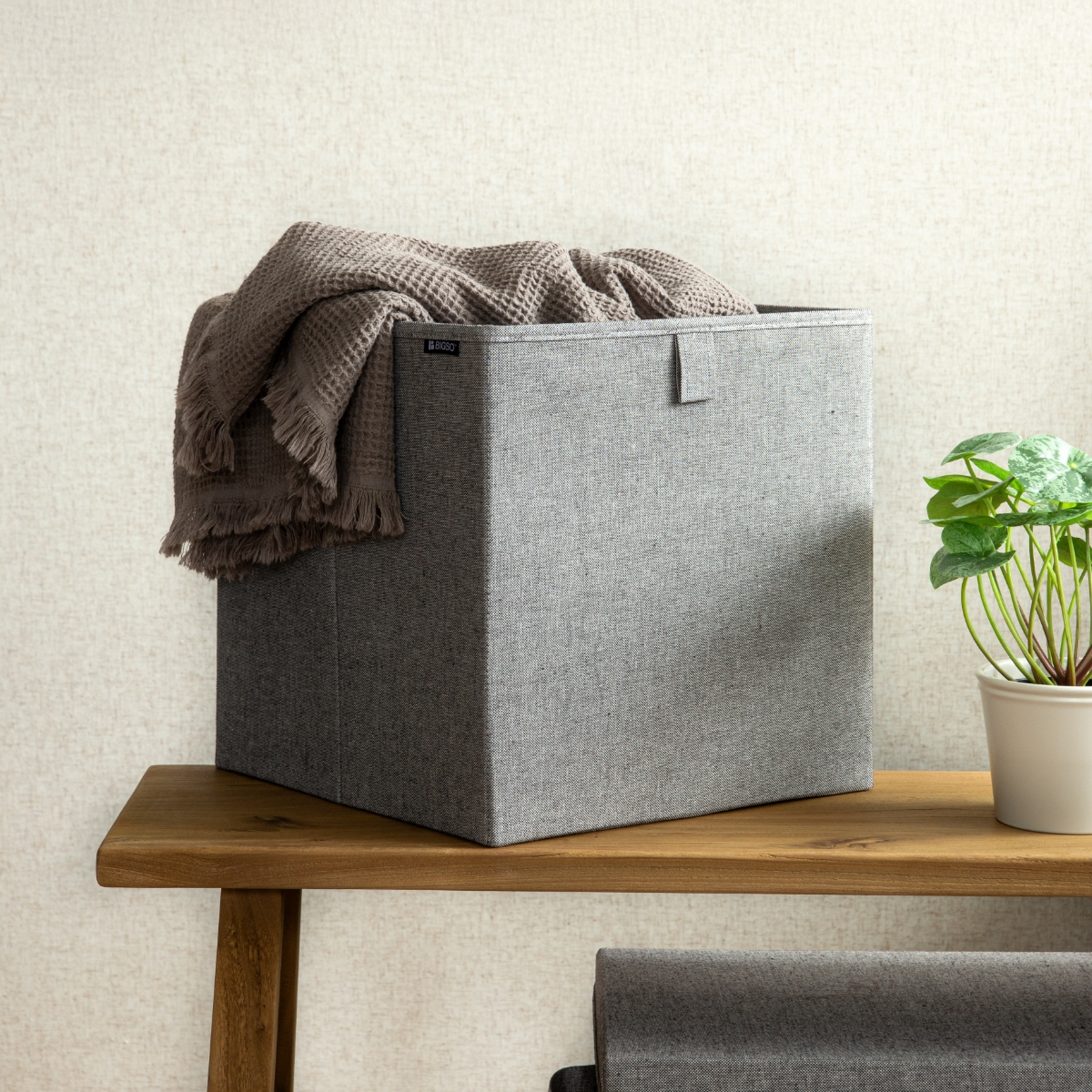 Bigso Box - Gøteborg Cube - Rumdelerkurv i stof, Grå