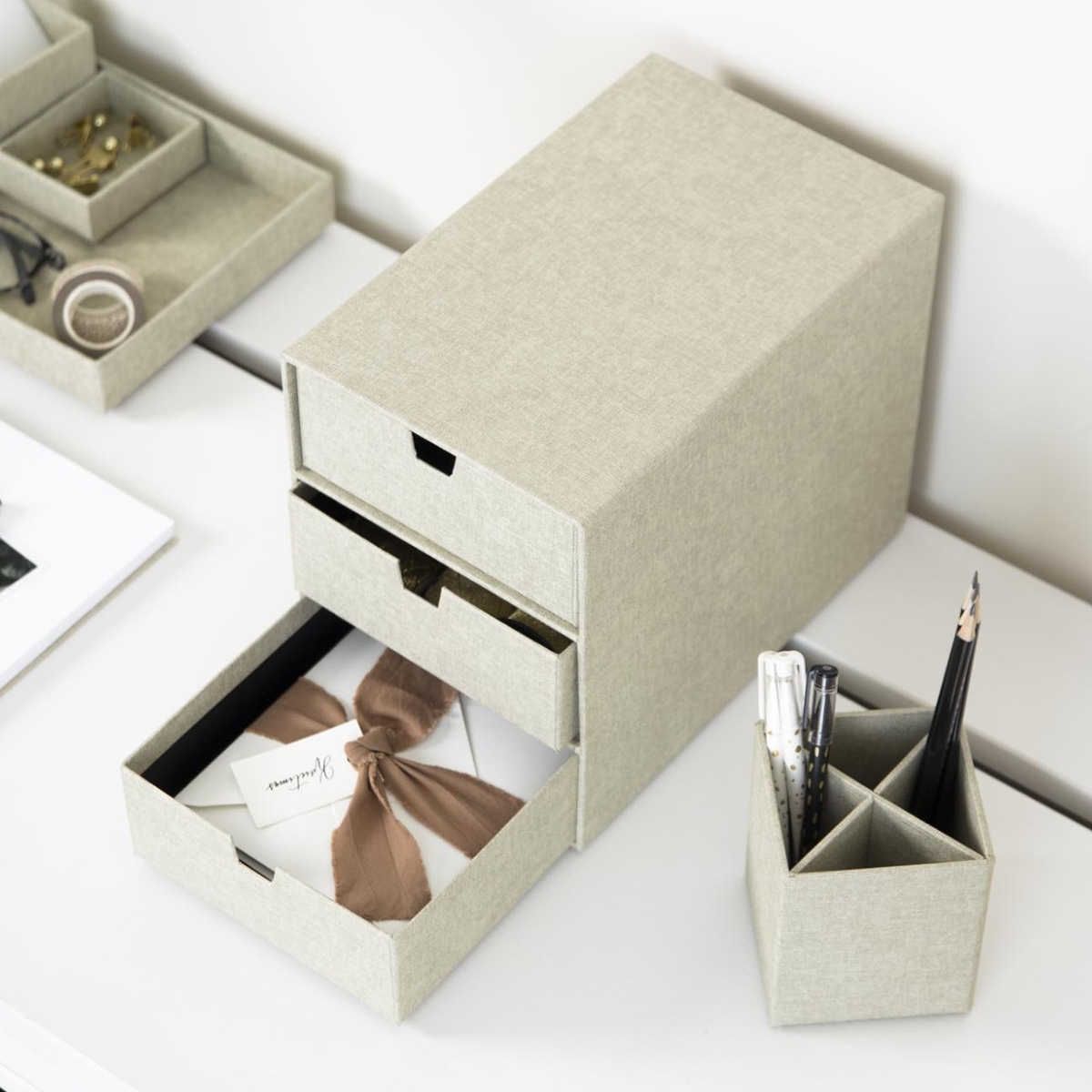 Bigso Box of Sweden - Ingrid - Skuffedarium, Linen