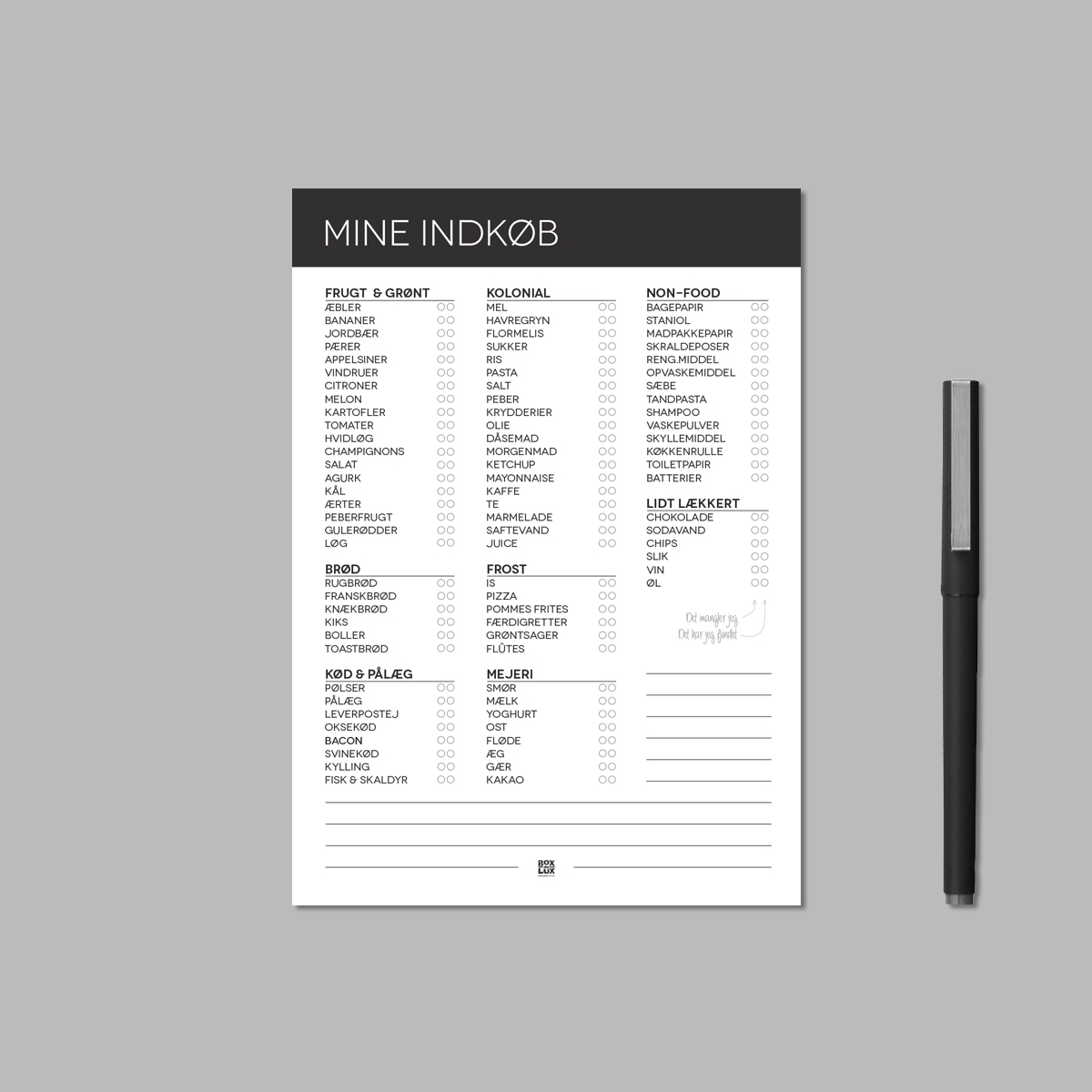 Boxdelux blok A5 - Indkøbsliste