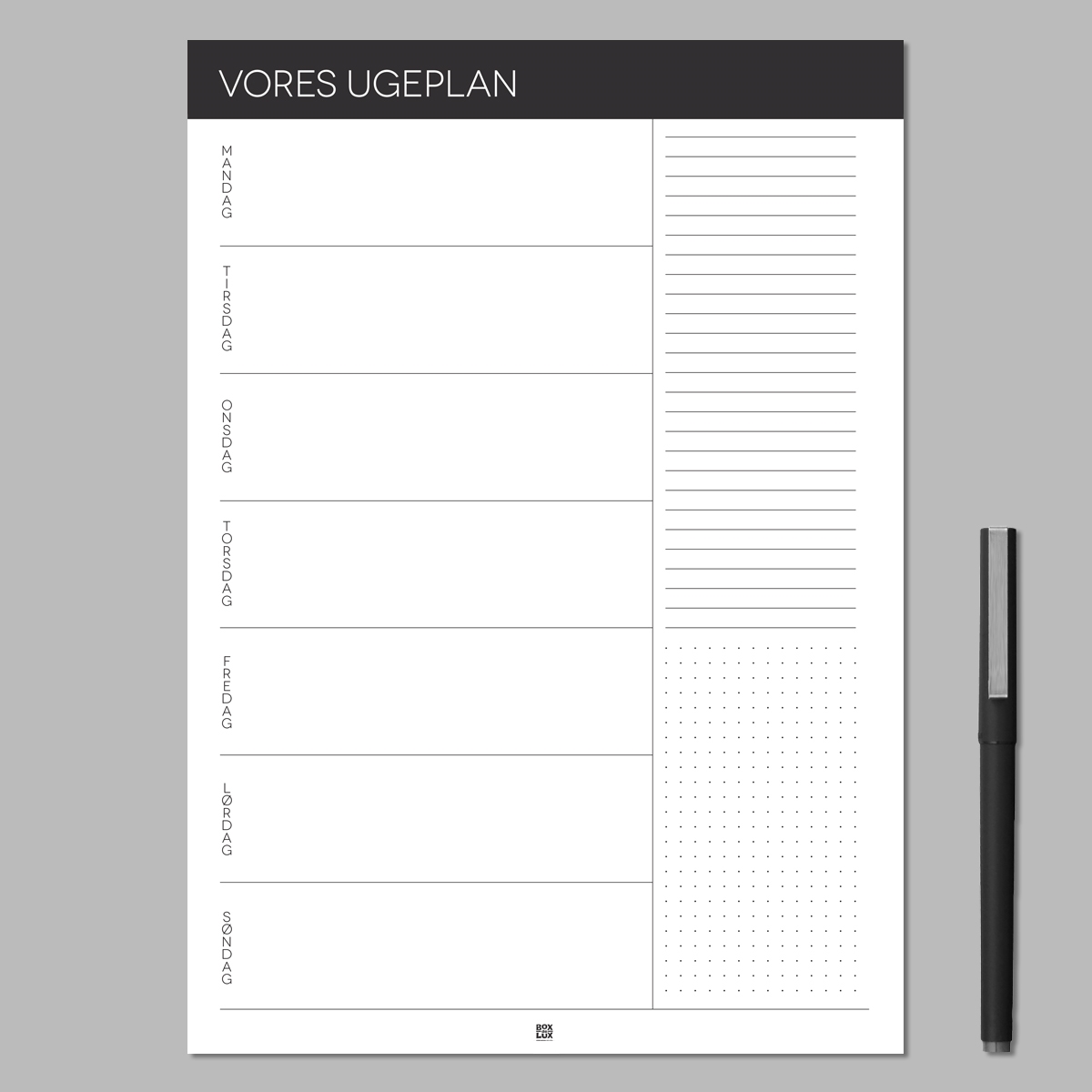 Boxdelux blok A4 - Vores Ugeplan