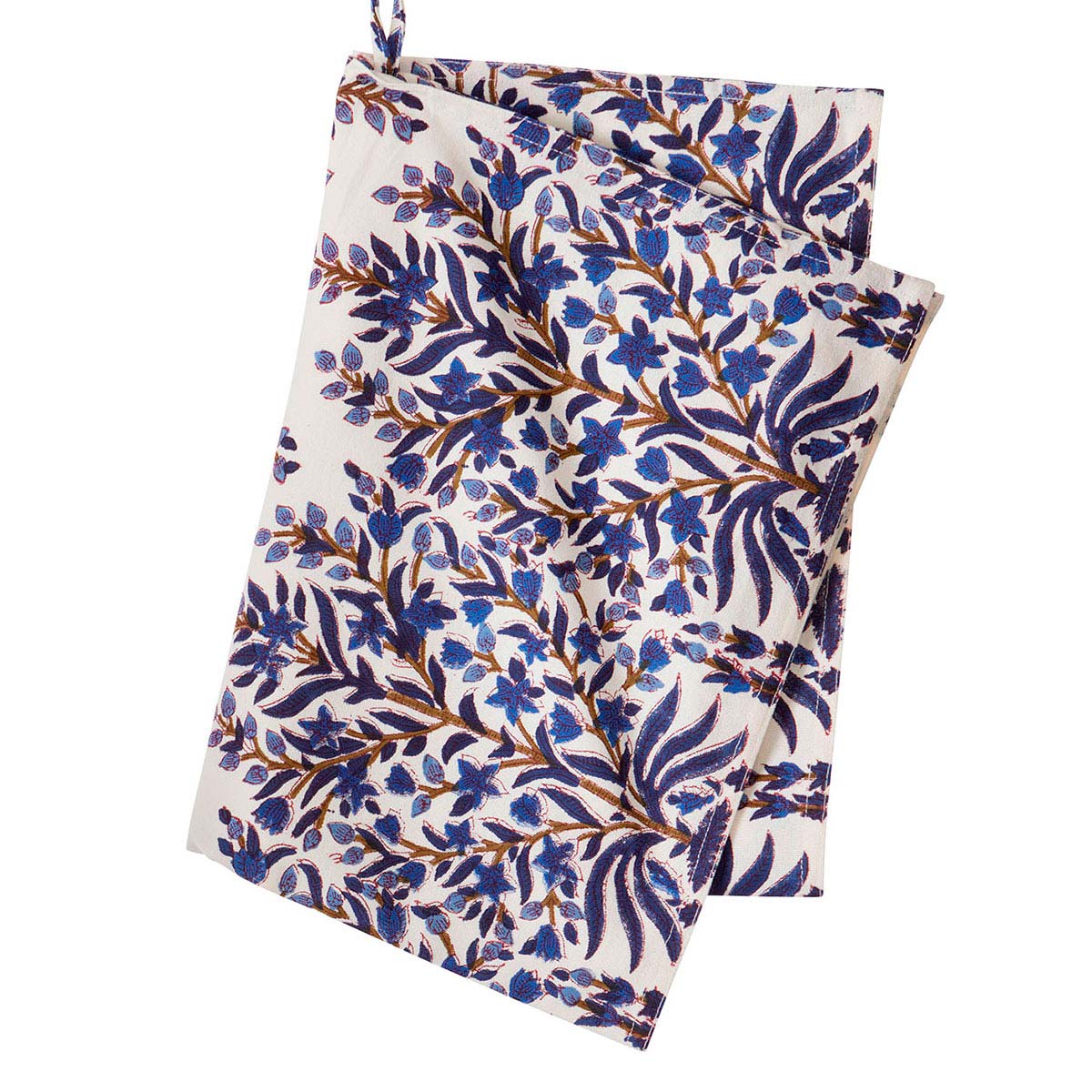 Bungalow Blokprintet Viskestykke - Jasmine, Indigo