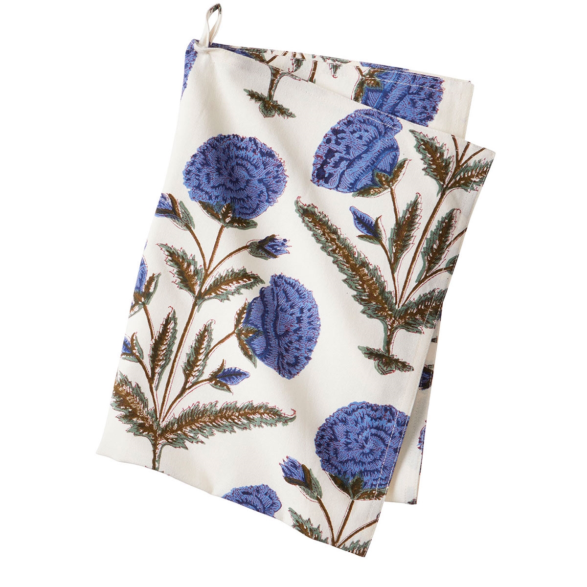 Bungalow Blokprintet Viskestykke - Poppy, Indigo