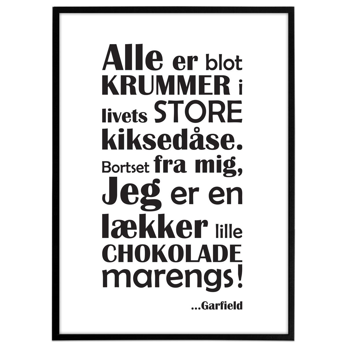 Plakat "Chokolademarengs". Sort/Hvid. Vælg Str.