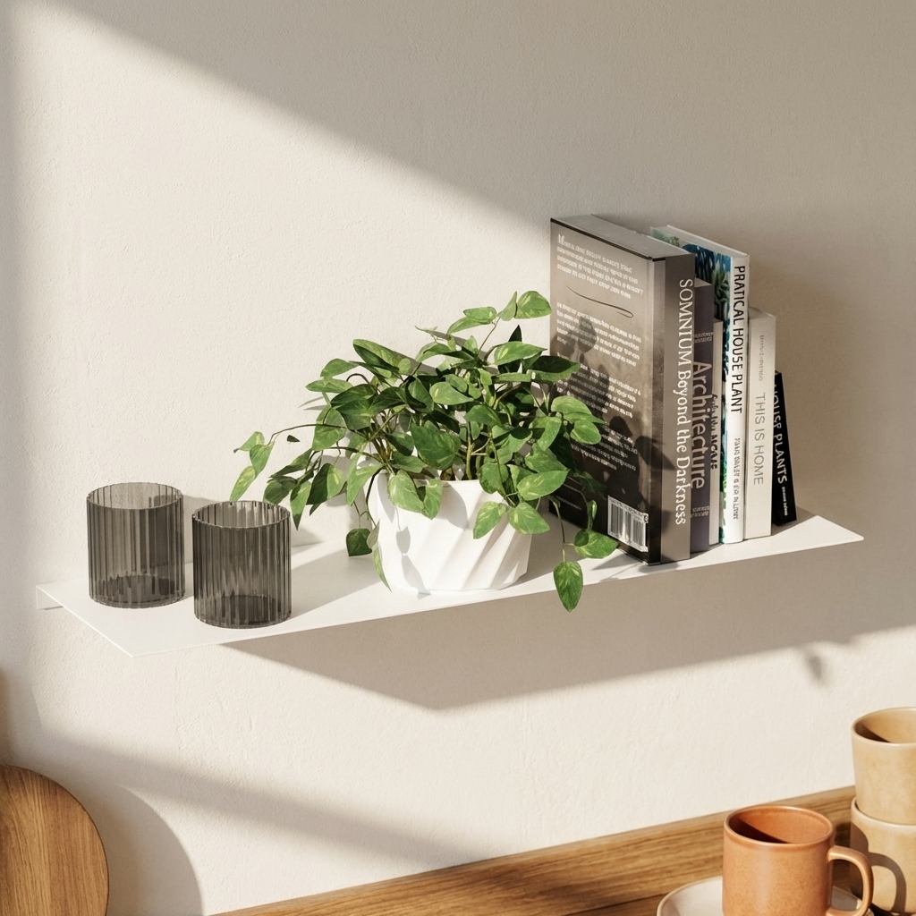 Como Hylde 50 x 15 cm - Hvid metal