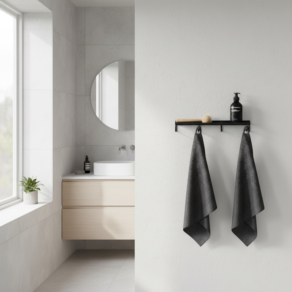 Como Hylde med knager - Sort - 40cm