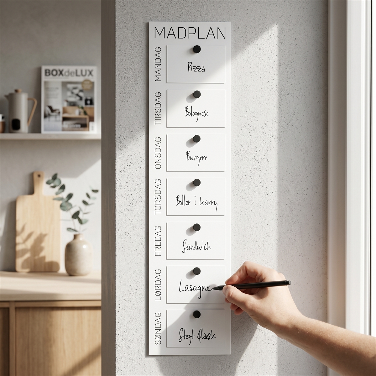 Como Madplan til vægophæng, Hvid