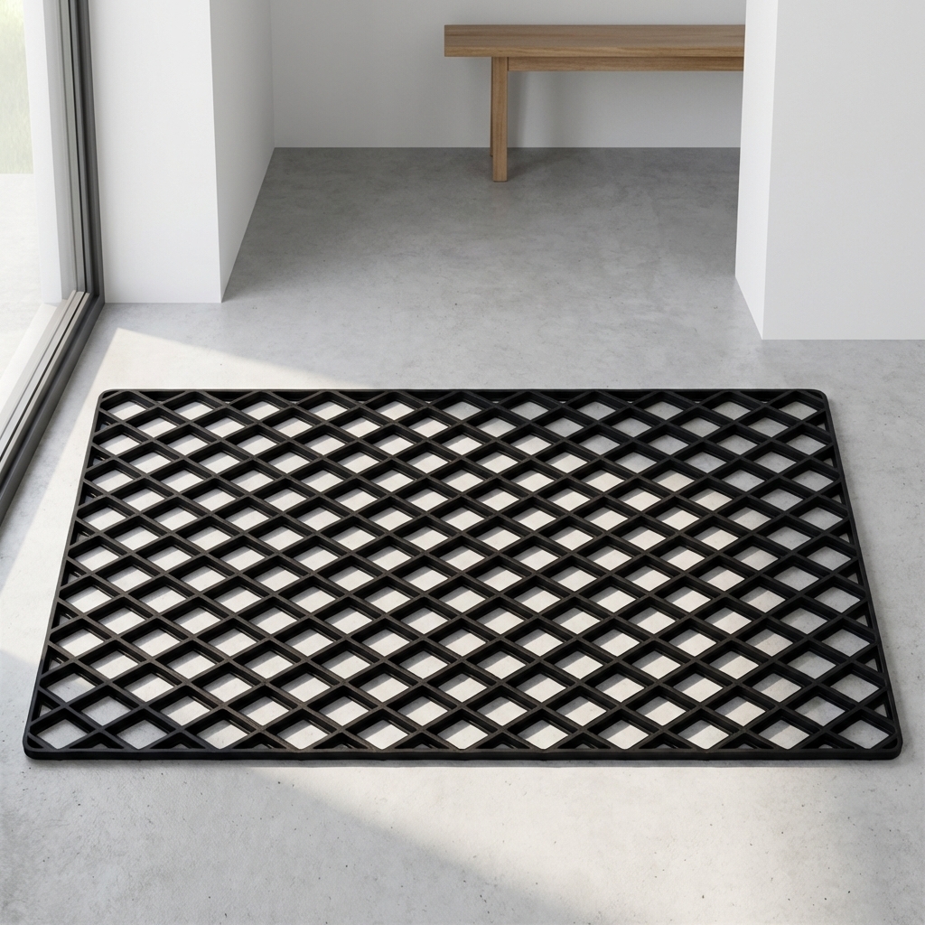 Dixie dørmåtte i gummi - Black Grid - 45x75 cm