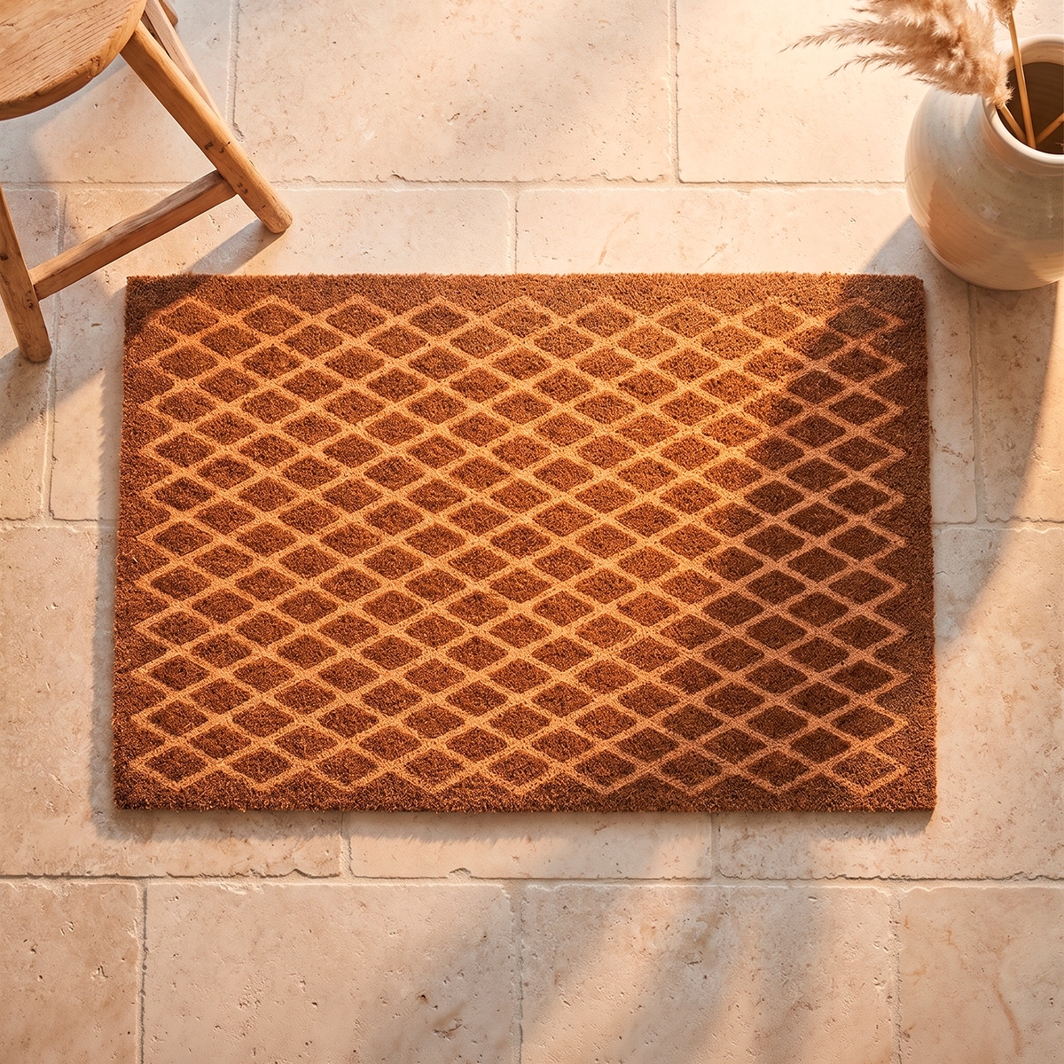 Dixie dørmåtte i Kokos - Grid - 60 x 90 cm.