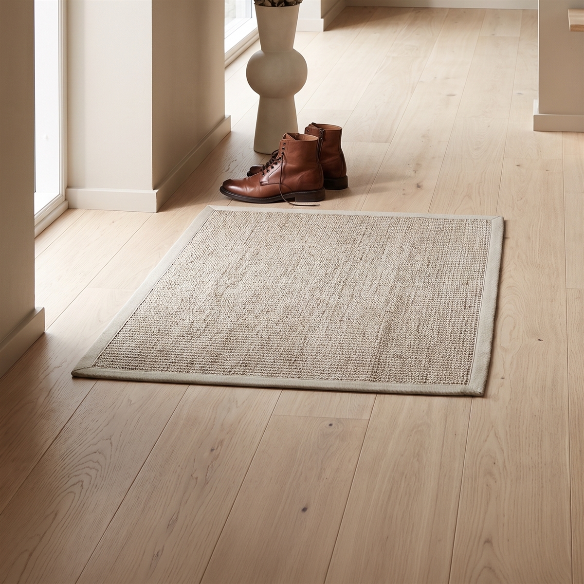 Dixie dørmåtte i Sisal, Beige med kant - 60x90 cm.