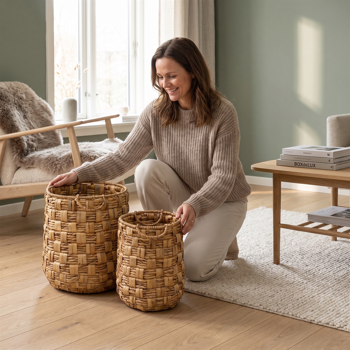 Dixie høje opbevaringskurve - Lily Weave, sæt med 2 stk.