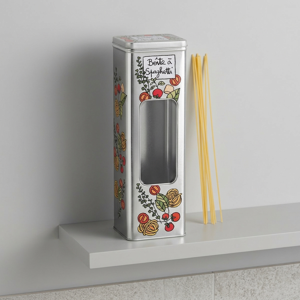 Metaldåse til opbevaring af Spaghetti, Sølv, Derrière la Porte