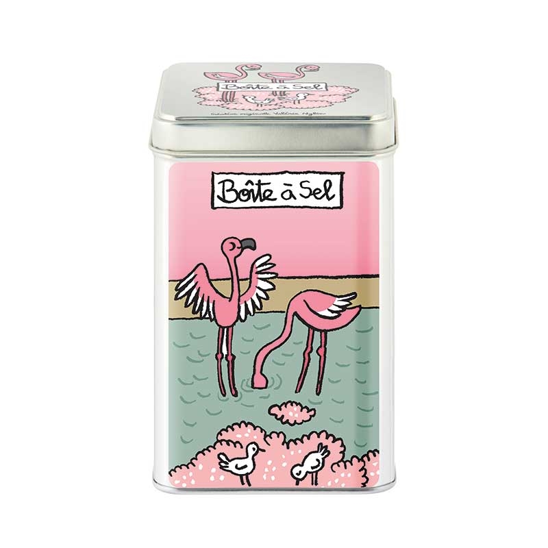 Metaldåse til opbevaring af salt - Flamingo