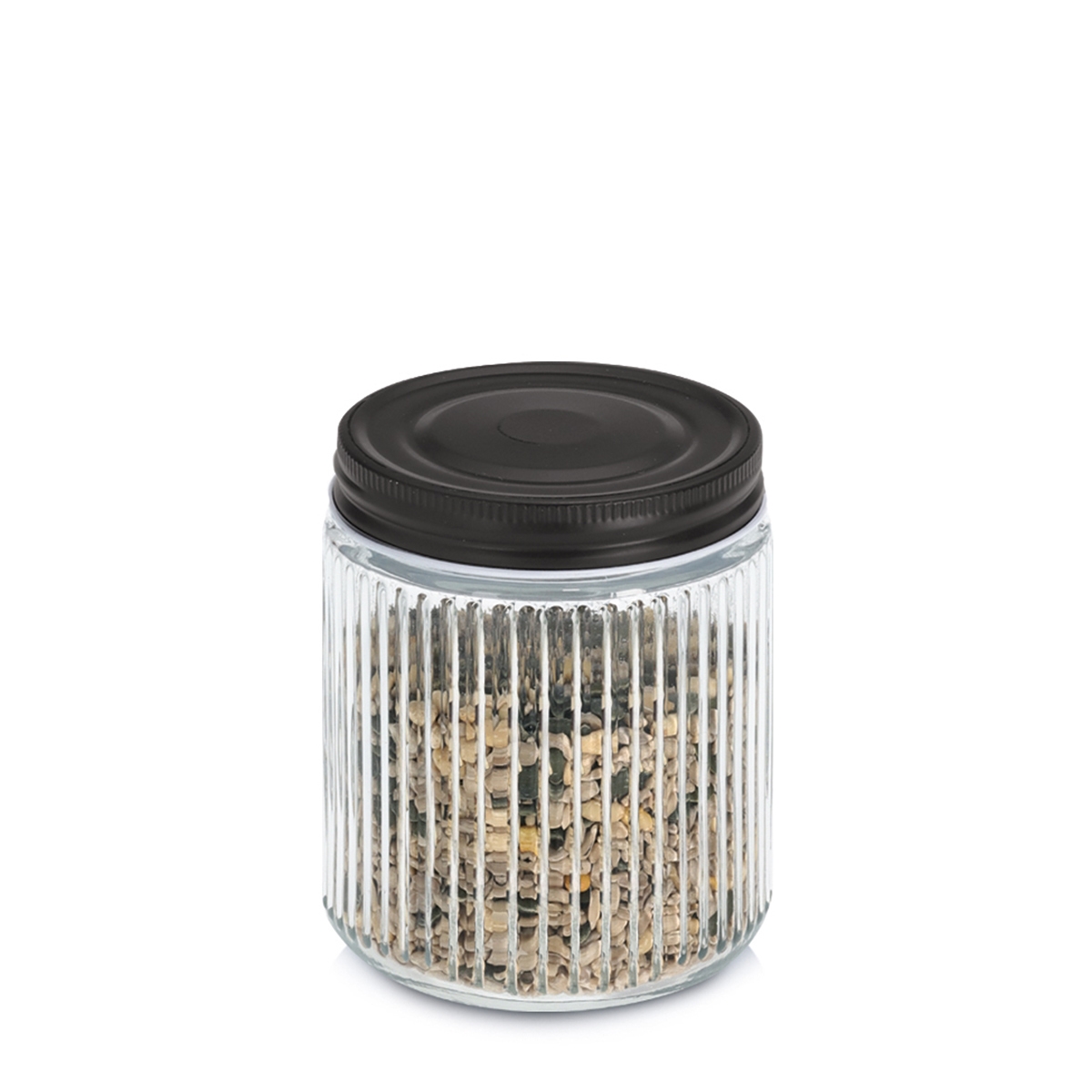 Zeller Glaskrukke med sort låg - 520ml.