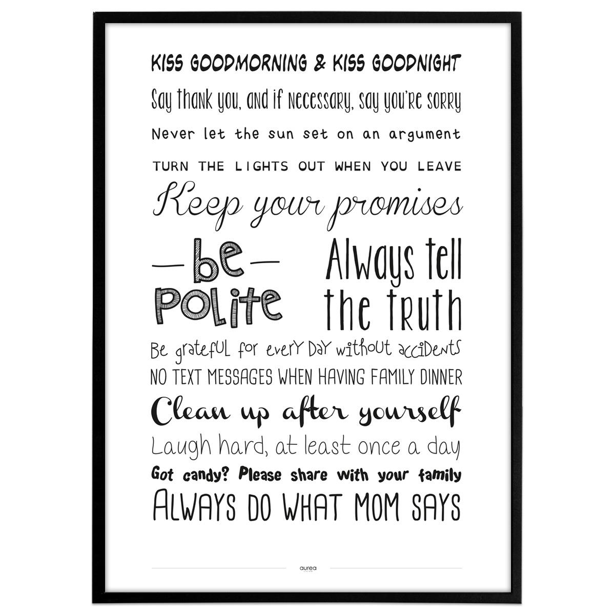 Plakat - Houserules, sort/hvid