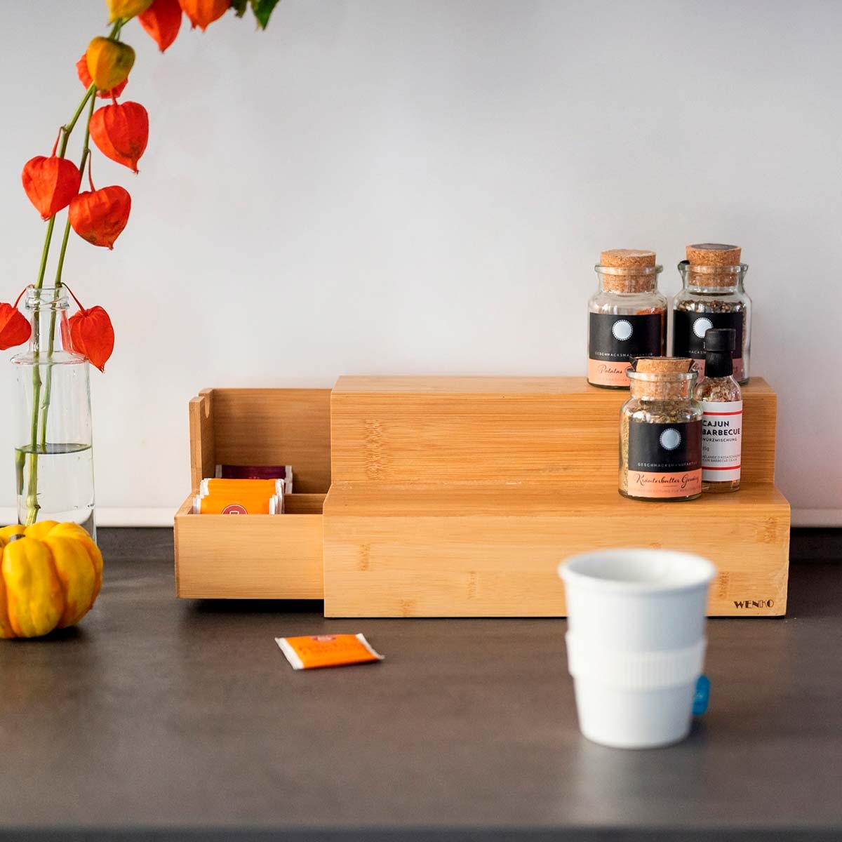 Kaffe- og Te-organizer Trappe i bambus