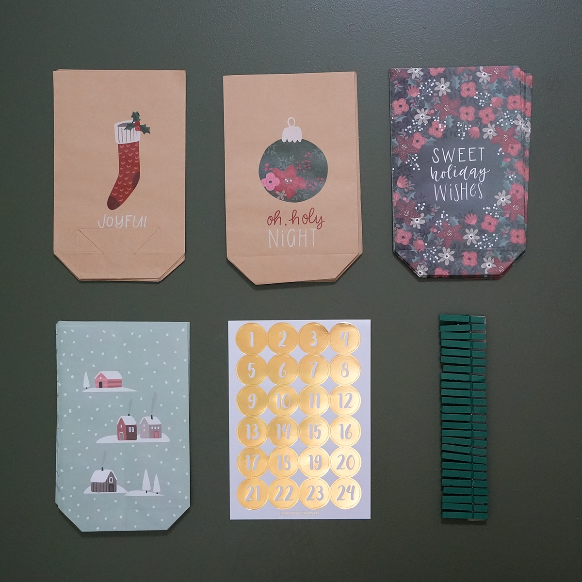 Gaveposer til pakkekalender - 24 stk. Christmas Feelings