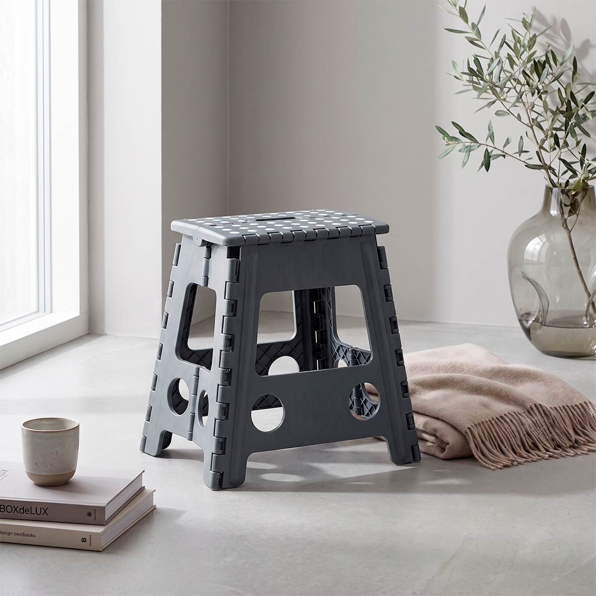 Zeller Foldeskammel i plast, 39 cm, Antracitgrå