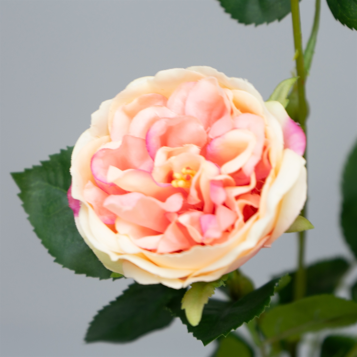 Kunstig Blomst - Rose med 2 hoveder, LYSERØD, 60 cm