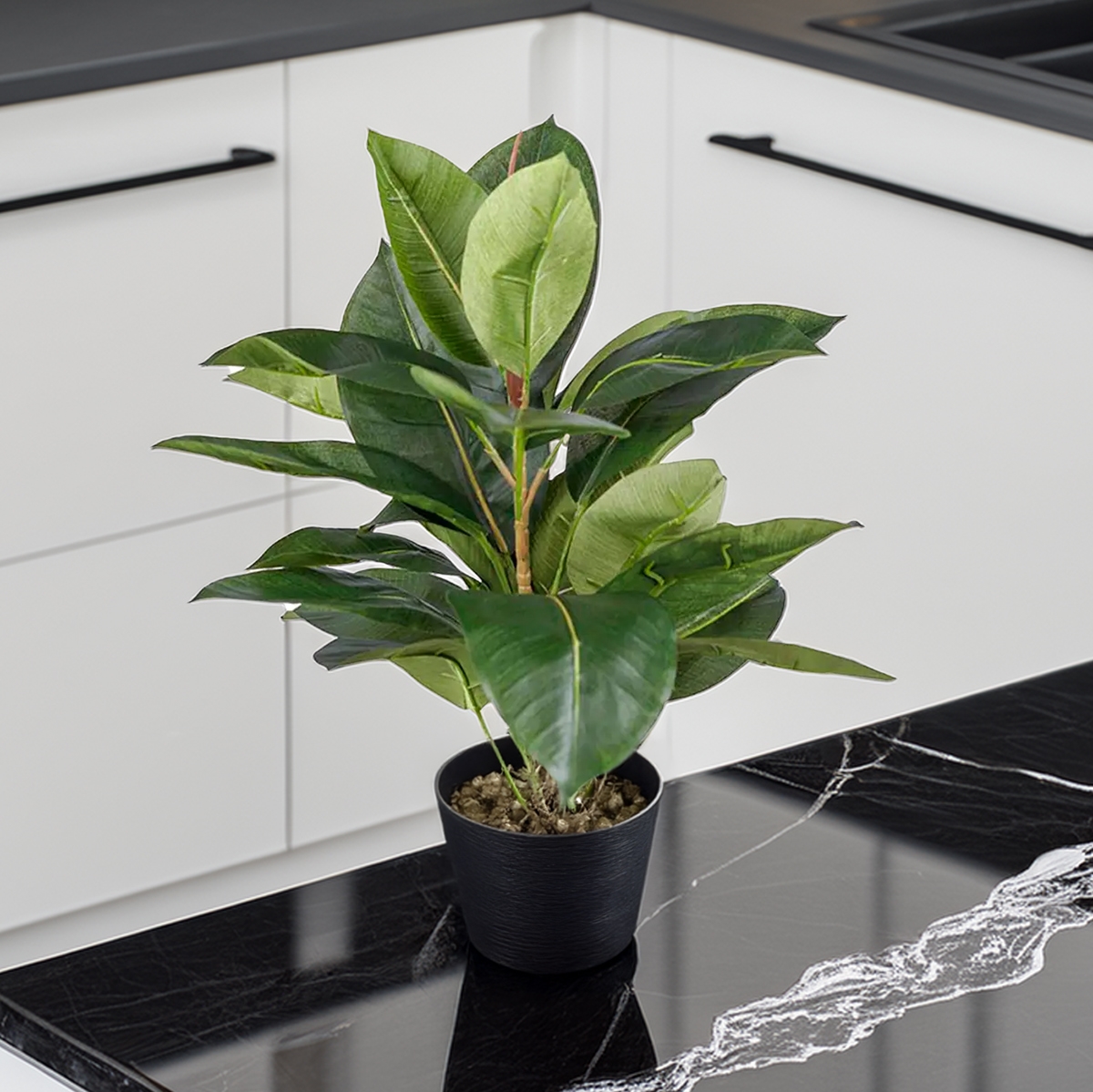 Kunstig Plante - Fikus Robusta, Grøn, 37 cm