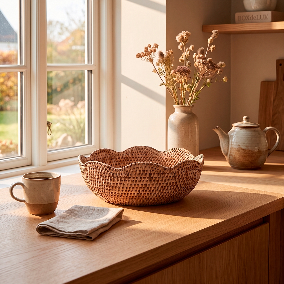 Lene Bjerre Norah Brødkurv i Rattan - Natur (Ø30 cm)