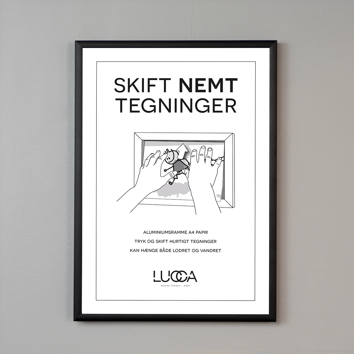 Lucca Push ramme til tegninger - SLIM - Mat sort