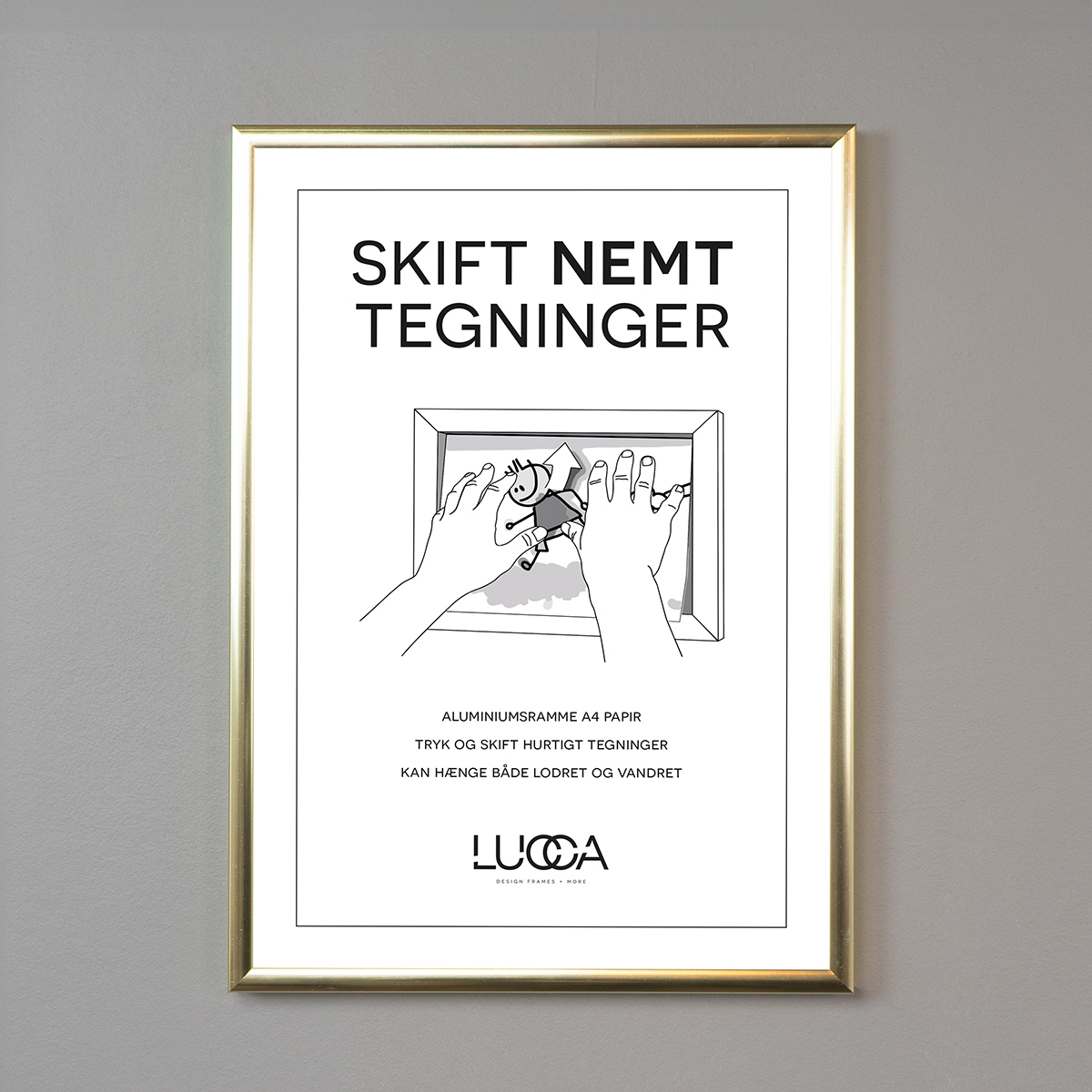 Lucca Push ramme til tegninger - SLIM - Shiny Gold