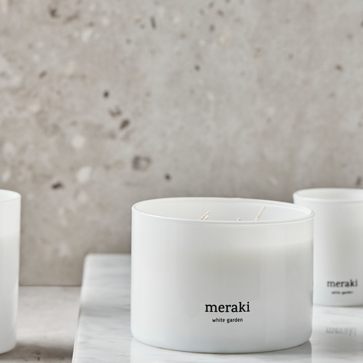 Meraki XL Duftlys - White Garden med 4 væger