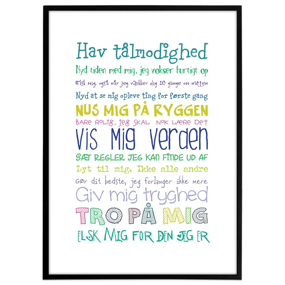 Plakat "Min baby". Str. 30x40 cm. - Vælg farve