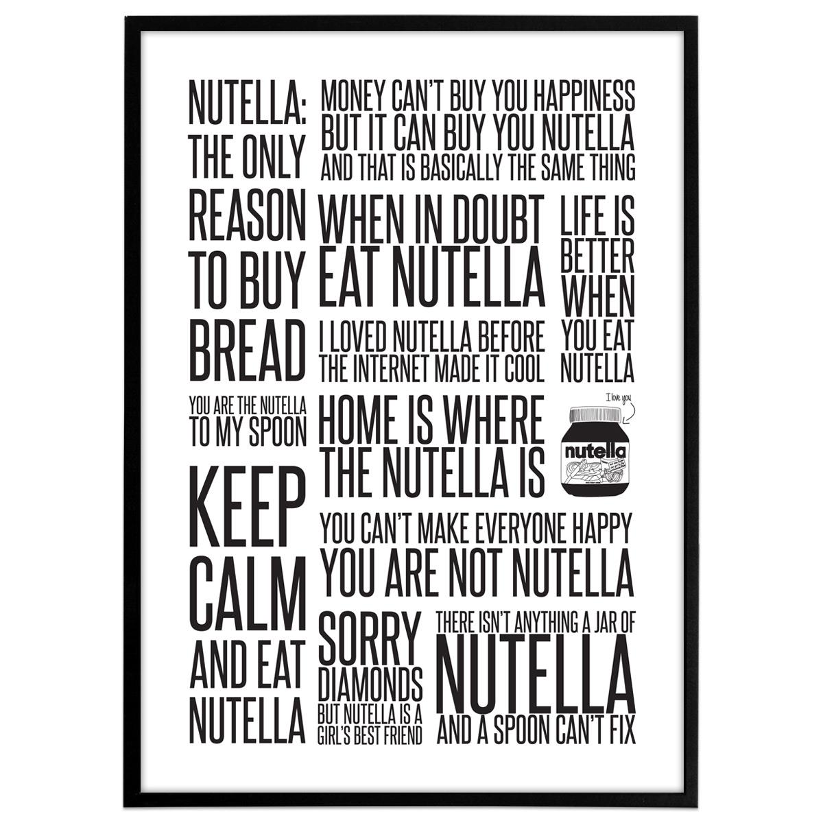 Plakat - Citatcollage - Nutella, sort/hvid