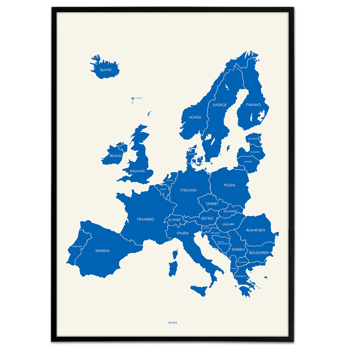 Plakat - Europakort i kongeblå