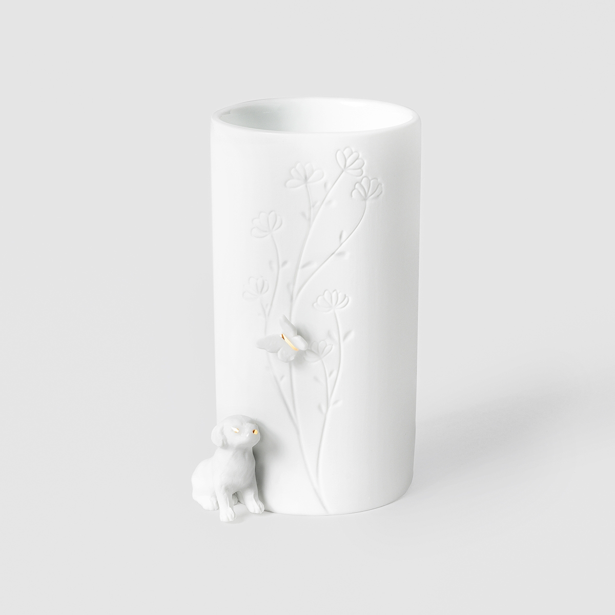 Räder Vase i porcelæn, Hund, Siddende