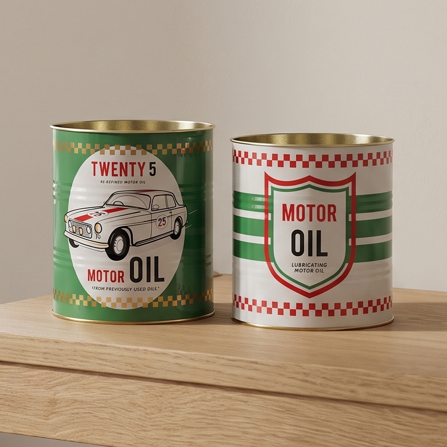 Rex London Metaldåser - Motor Oil. Sæt med 2 stk