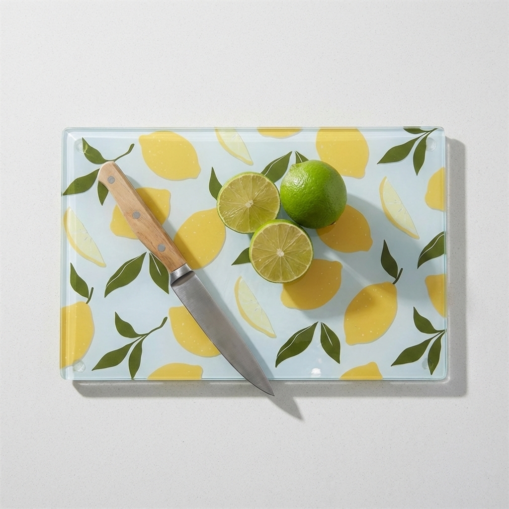Skærebræt i hærdet glas - "Lemons" 30x20cm, lille