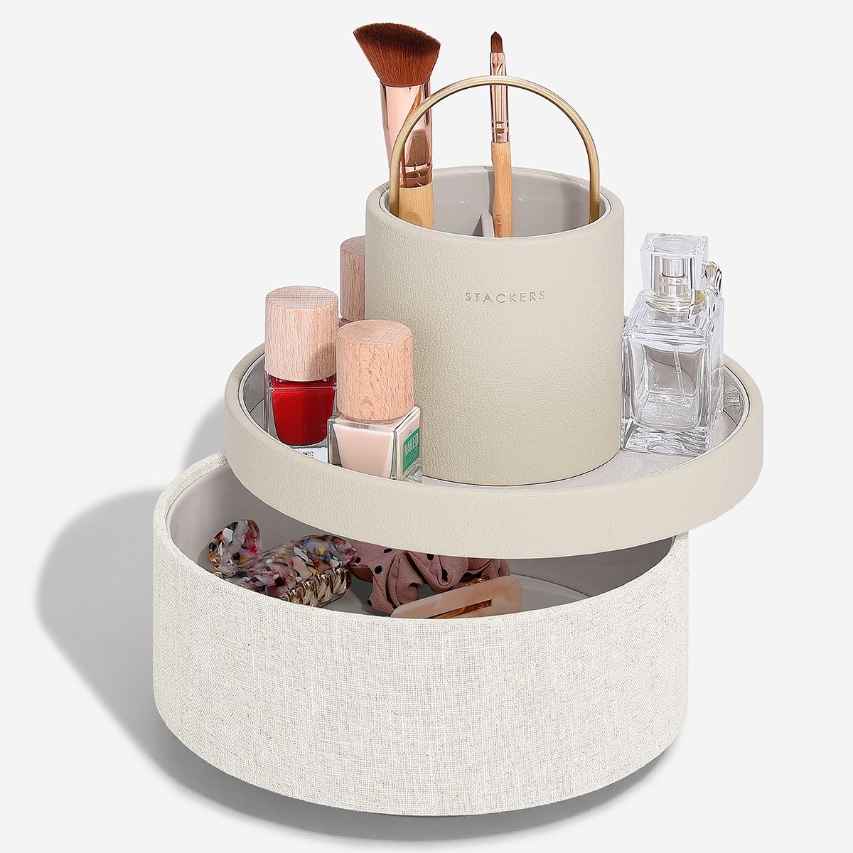 Stackers Moon Rotating Caddy, Oatmeal & Linen