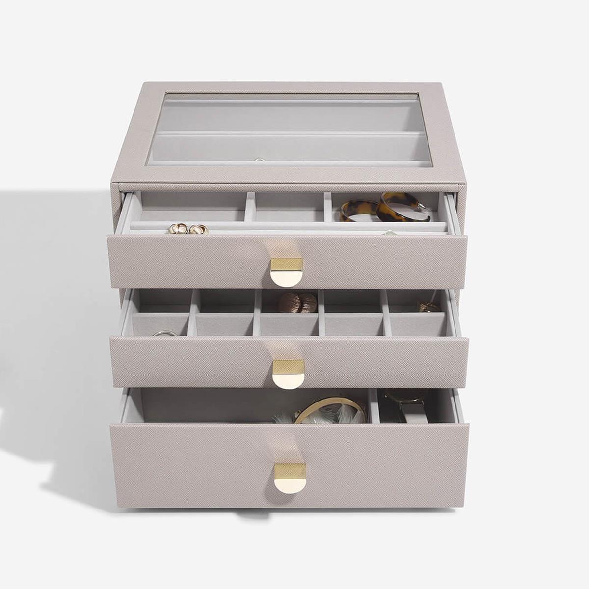 Stackers LUX smykkeskrin - CLASSIC, Taupe - 3 skuffer