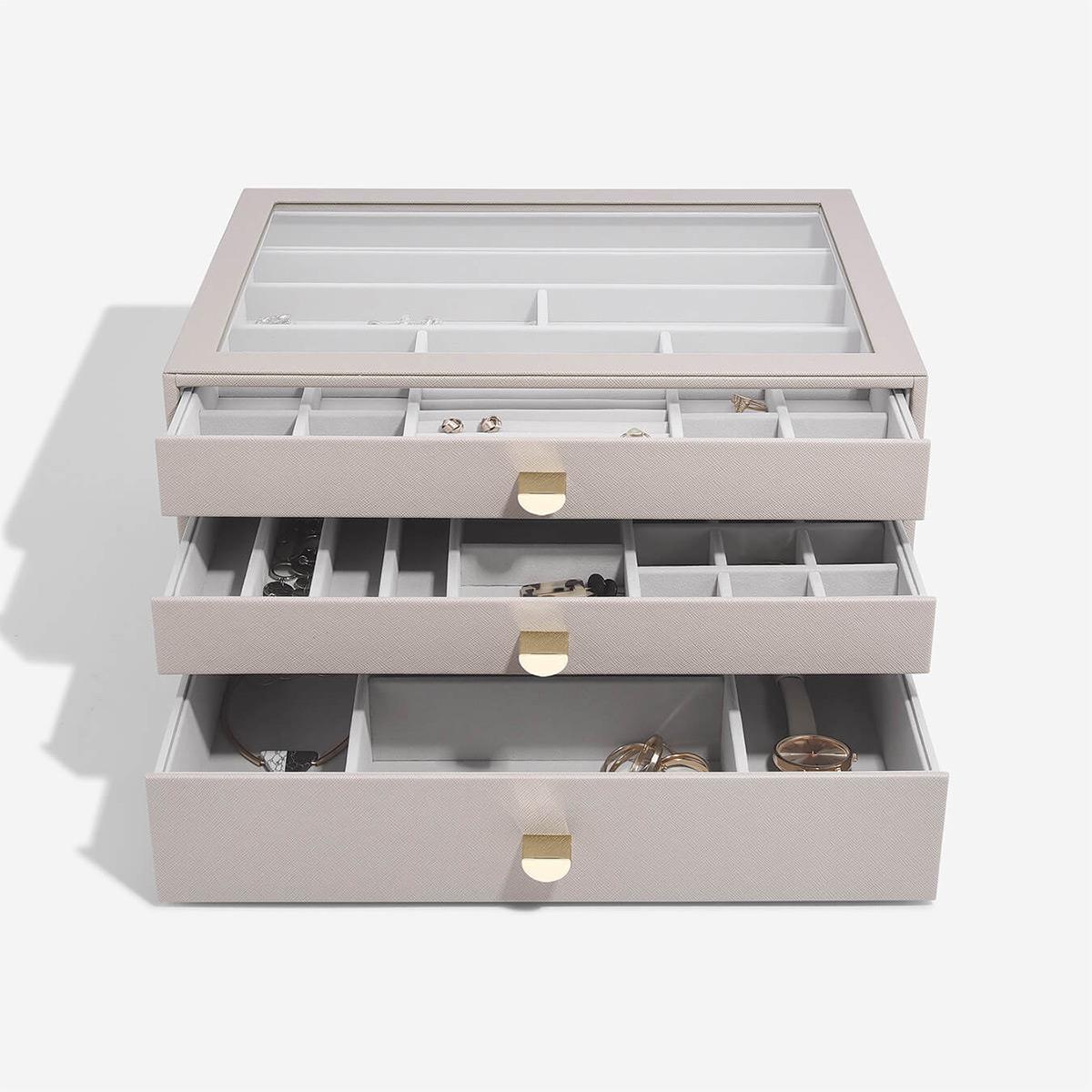 Stackers LUX smykkeskrin - SUPERSIZE, Taupe - 3 skuffer