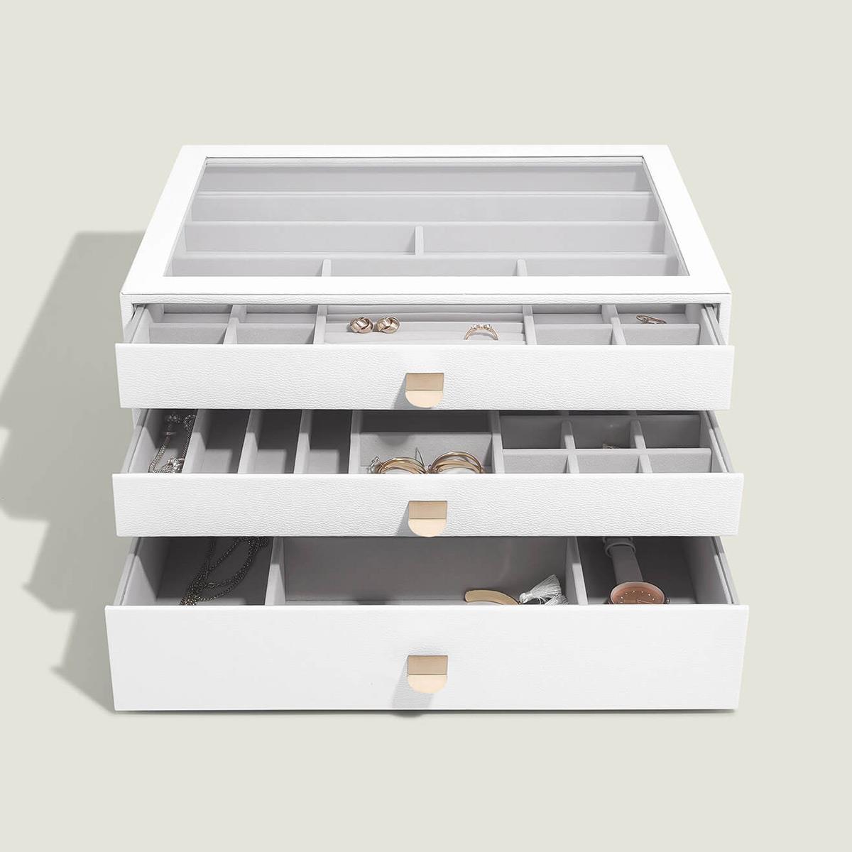 Stackers LUX smykkeskrin - SUPERSIZE, PEBBLEWHITE - 3 skuffer