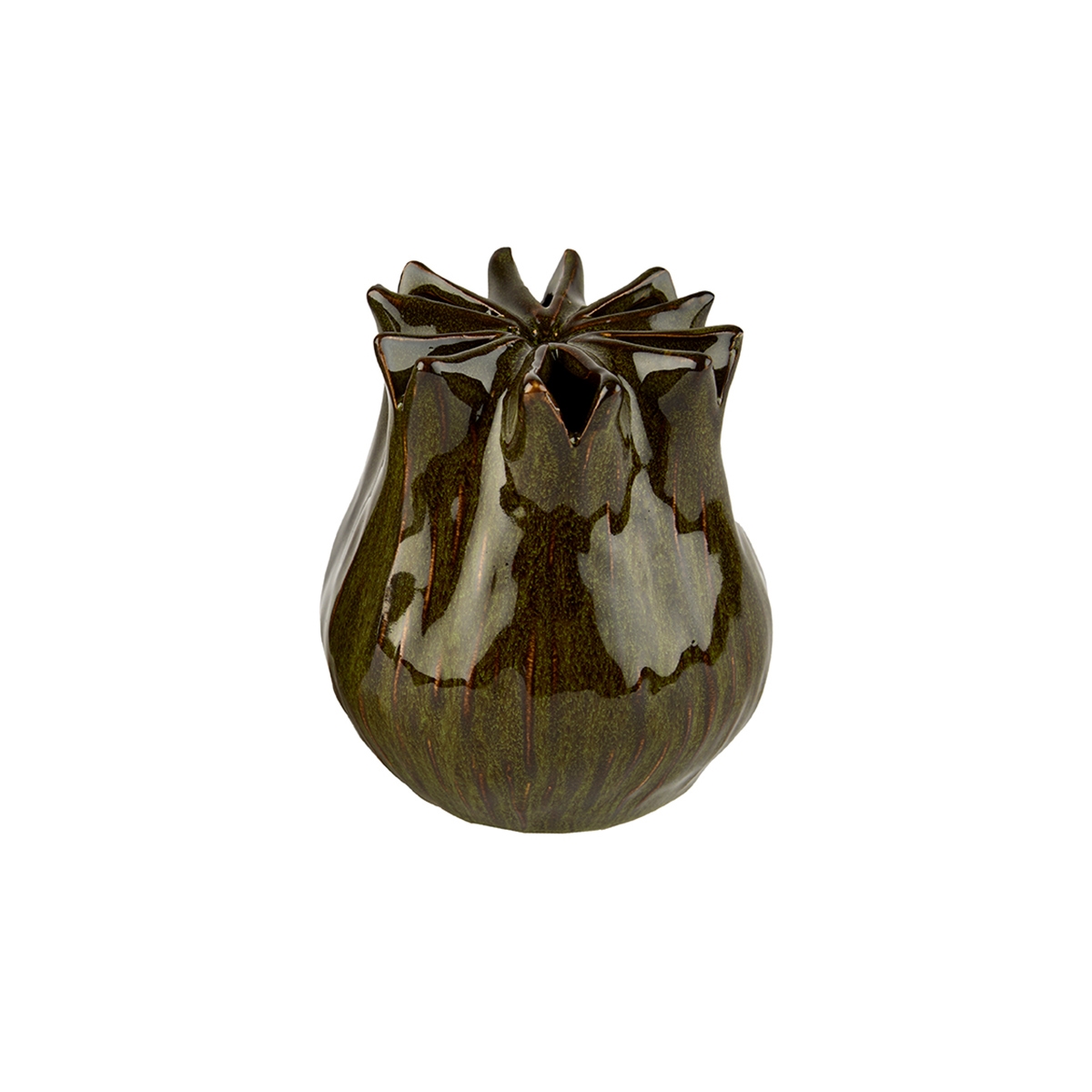 Vase i keramik, Fennel 10cm - Mørkegrøn