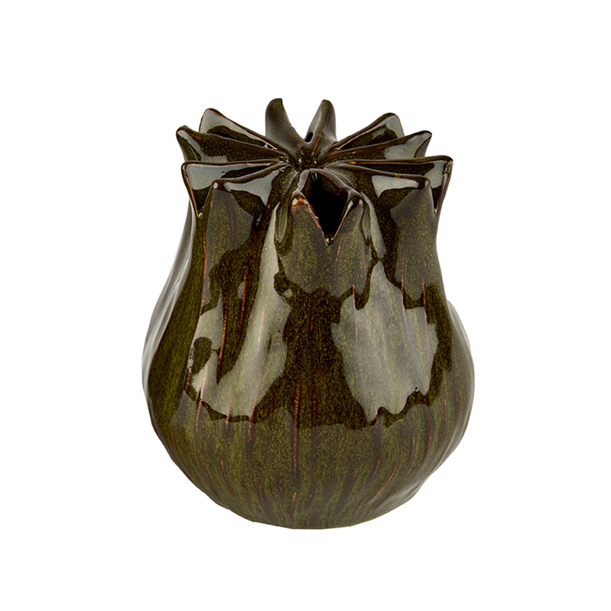 Vase i keramik, Fennel 13cm - Mørkegrøn