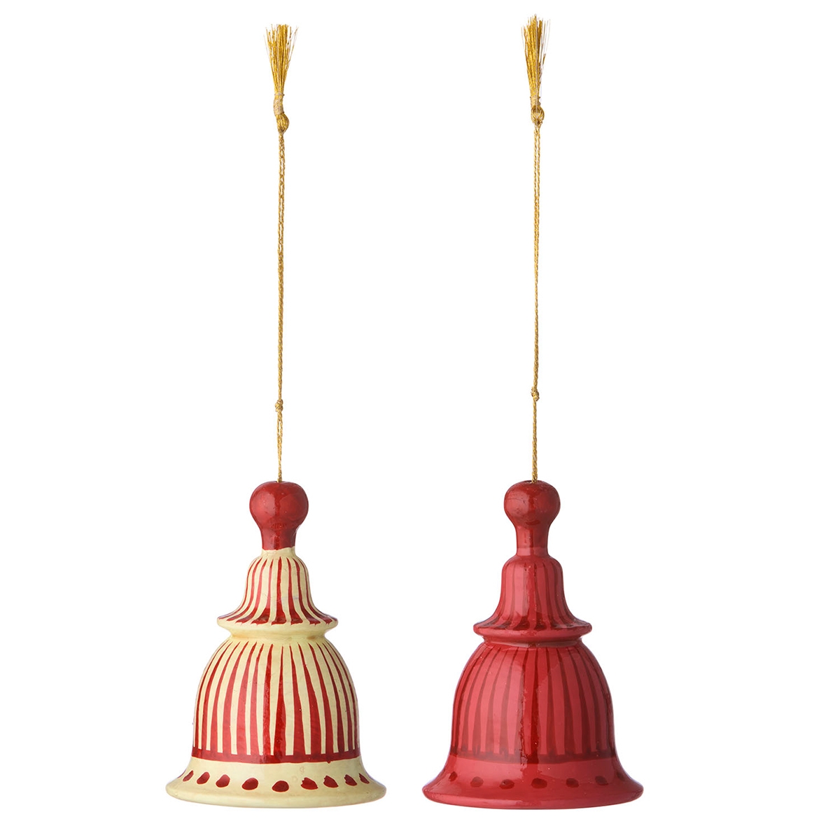 Bungalow Papmaché Klokker 8 cm, Gaya Cerise/Ruby, 2 stk
