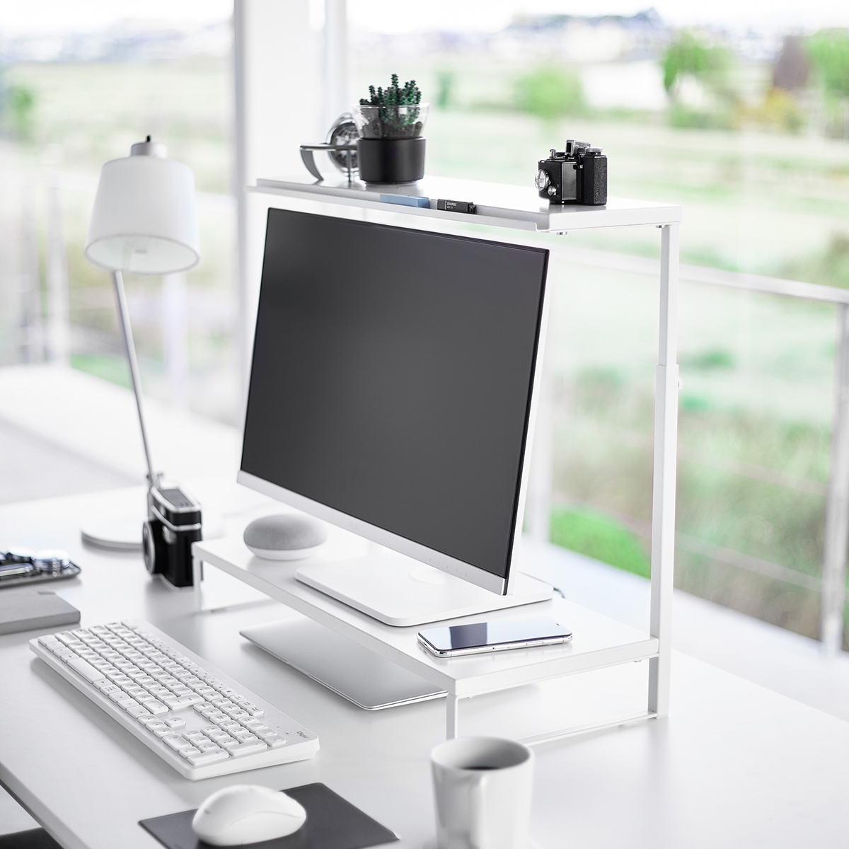 Yamazaki Monitor Stand i to etager, Hvid