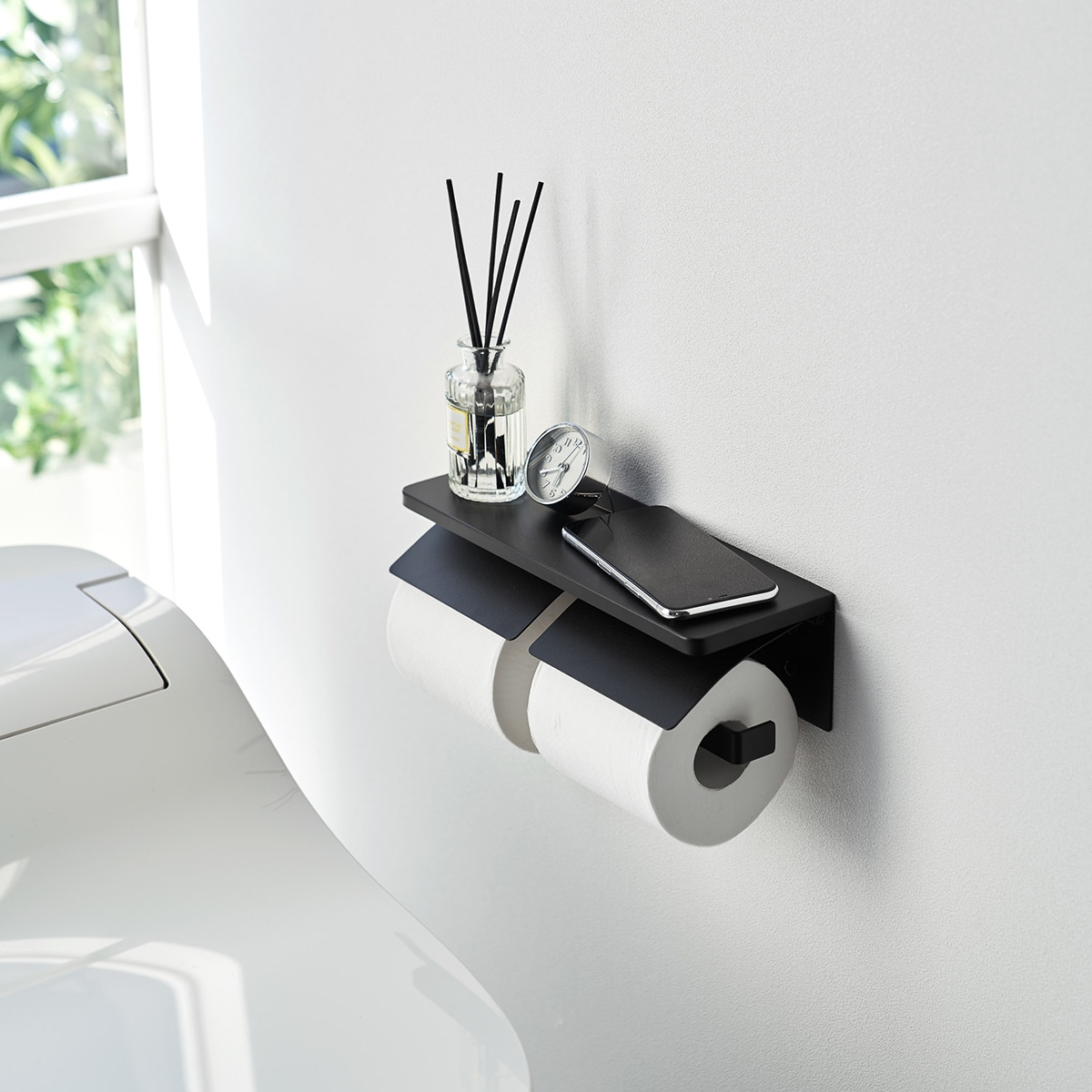 Yamazaki Toiletrulleholder i metal. Double, Sort