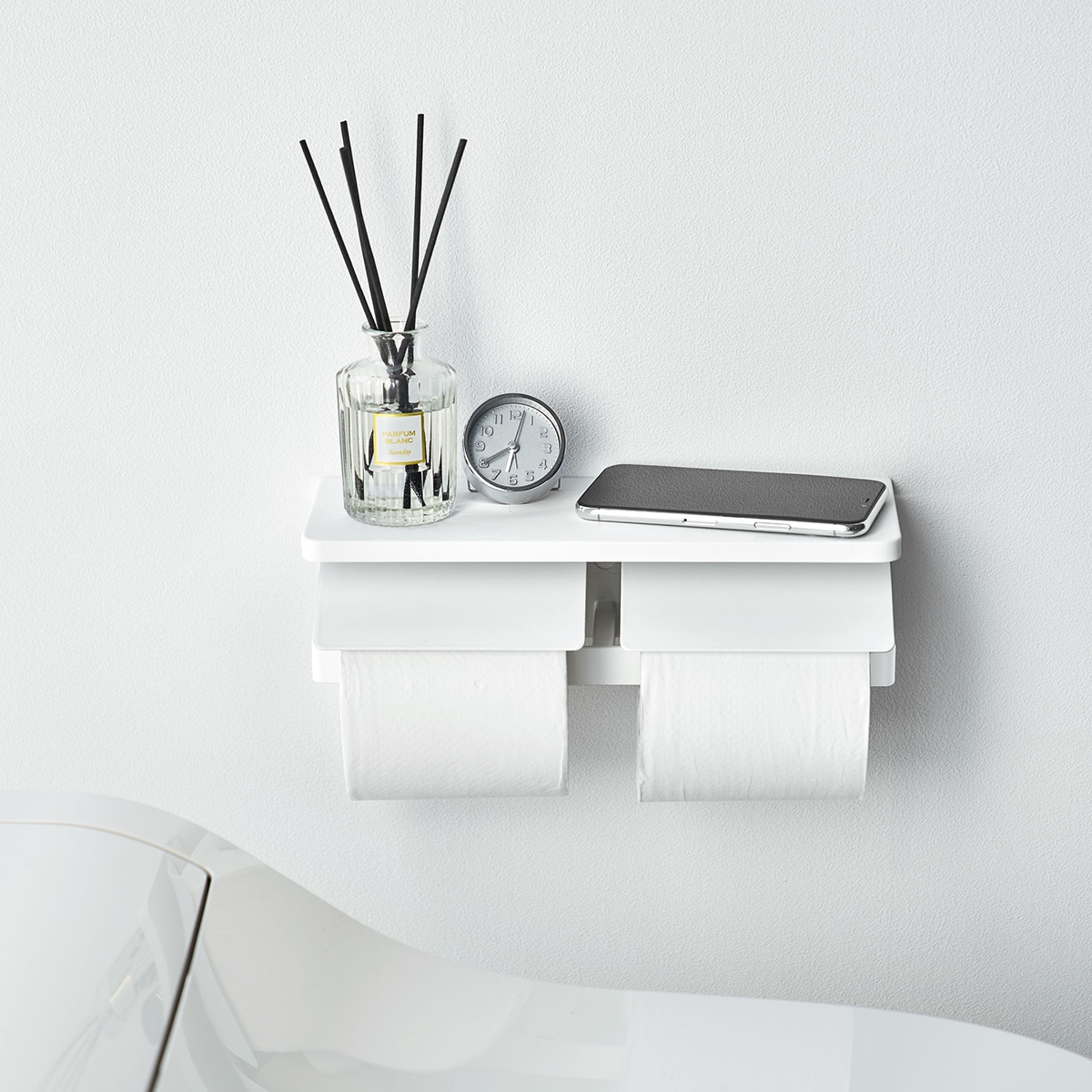 Yamazaki Toiletrulleholder i metal. Double, Hvid