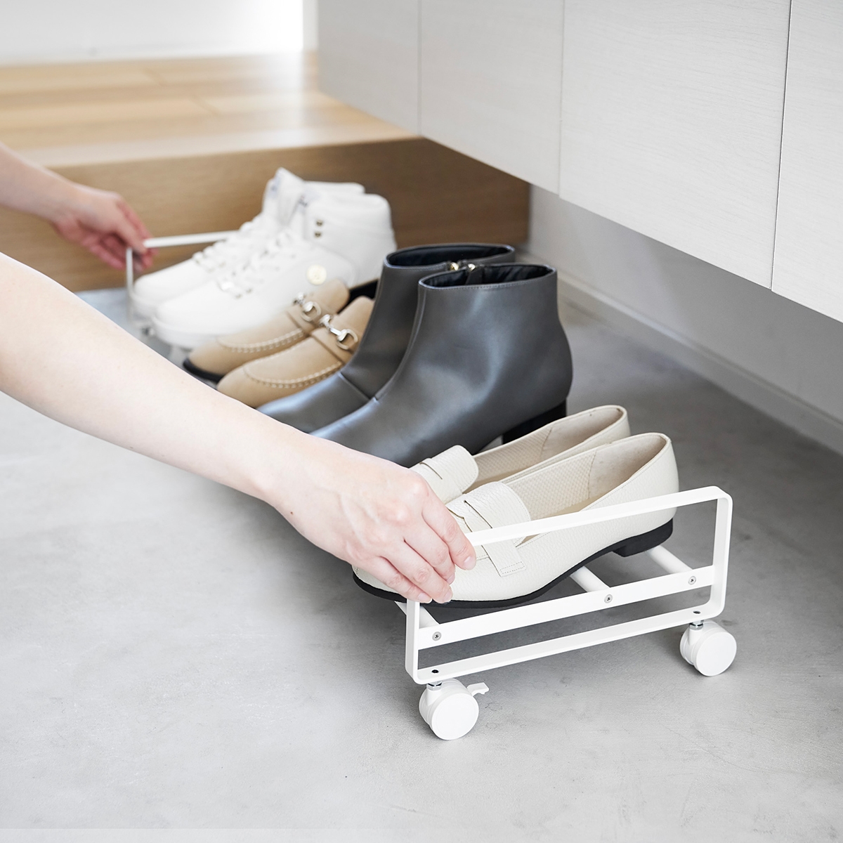 Yamazaki Lav skoreol på hjul - Hvid