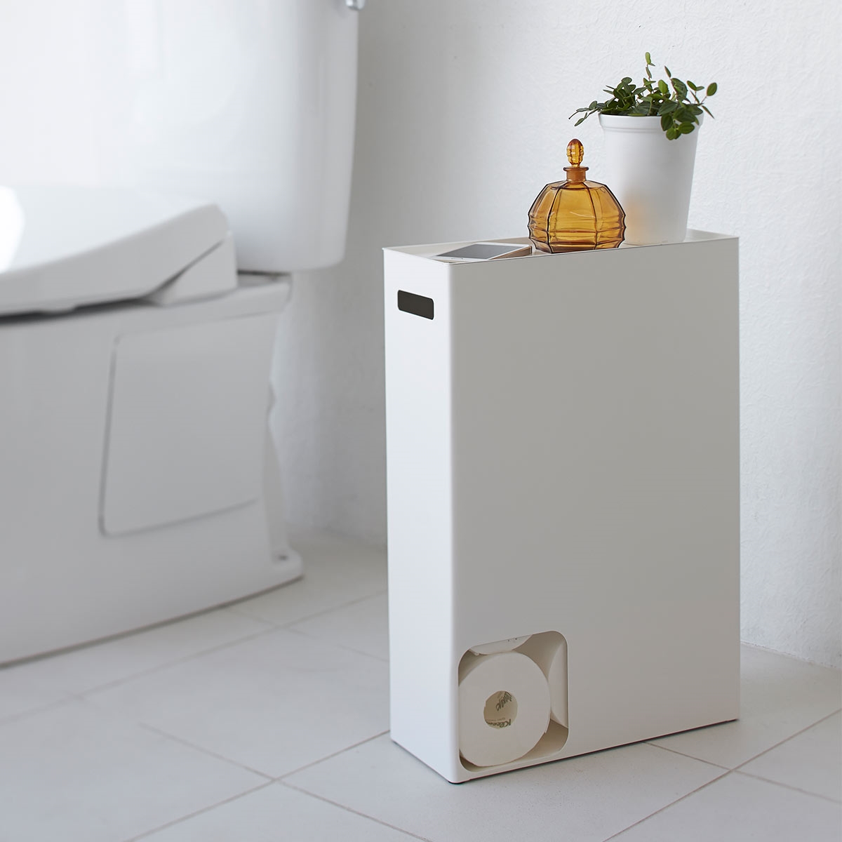 Yamazaki Beholder til toiletpapir, stor til 12 ruller, Hvid