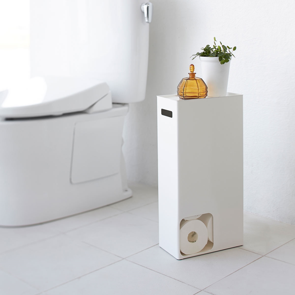 Yamazaki Beholder til toiletpapir, lille til 8 ruller, Hvid